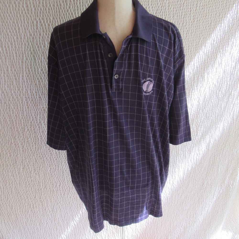 US Open 2010 St Andrews Golf Polo Mens Shirt XXL 2X Blue White Cotton Short Slv